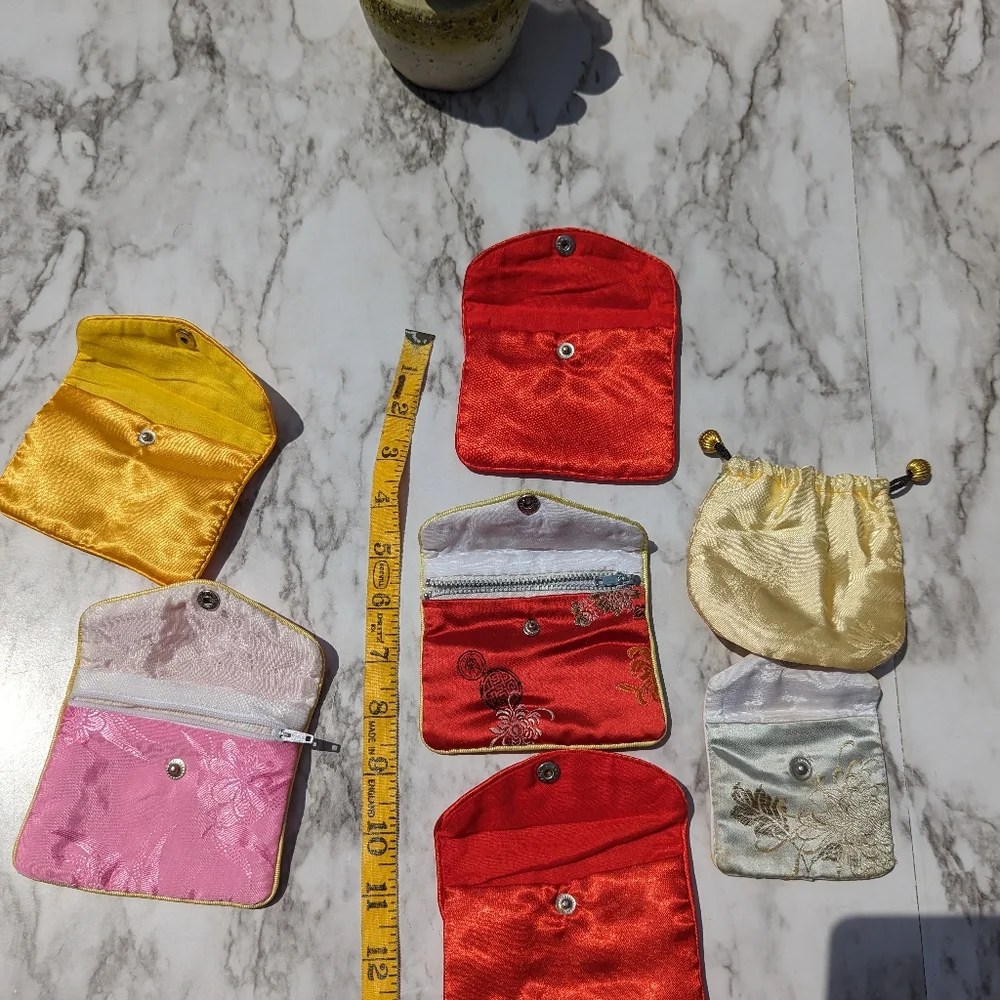 Fabric Small Snap Closure Bags Bundle Asian Inspired